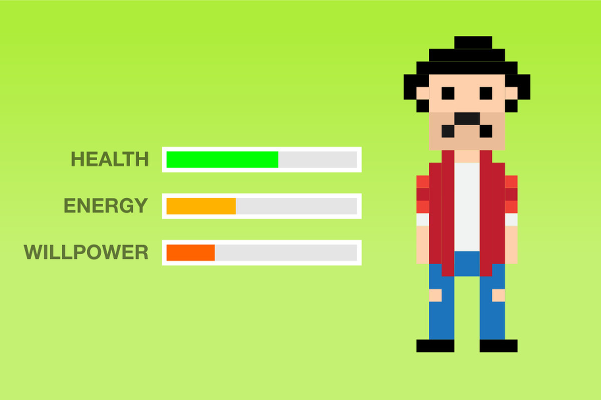 life as a videogame health, energy, and willpower bars